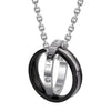 Image of His & Hers Couples Engraved Double Ring Pendant Necklace