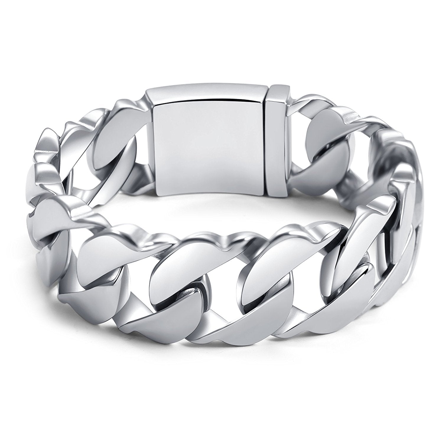 Urban Jewelry Massive 316L Stainless Steel Silver Color Link Chain Bracelet 8.3 Inches