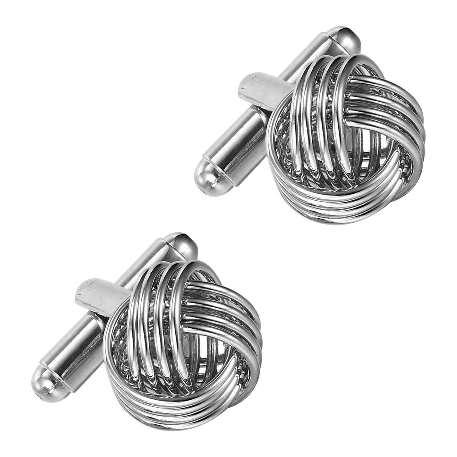 Urban Jewelry Unique Stainless Steel Knot Cufflinks for Men by (Silver)
