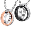 Image of His & Hers Couples Engraved Double Ring Pendant Necklace