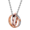 Image of His & Hers Couples Engraved Double Ring Pendant Necklace