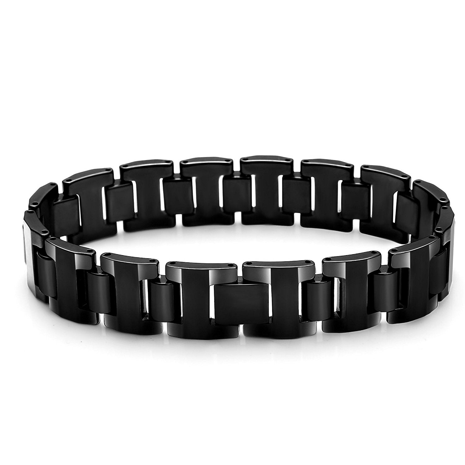 Urban Jewelry Stylish Black Solid Tungsten 8.3 Inches Link Bracelet for Men