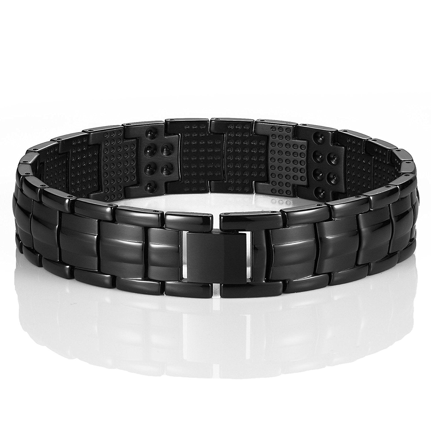 Urban Jewelry Men's Black Link Bangle Titanium Bracelet 8.66 inch Matches any Attire Perfect for a Gift