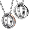 Image of His & Hers Couples Engraved Double Ring Pendant Necklace