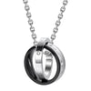 Image of His & Hers Couples Engraved Double Ring Pendant Necklace