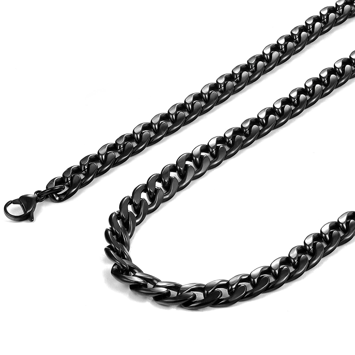 Urban Jewelry Polished Stainless Steel Men's Curb Chain Necklace in Variety of Sizes and Colors