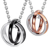 Image of His & Hers Couples Engraved Double Ring Pendant Necklace