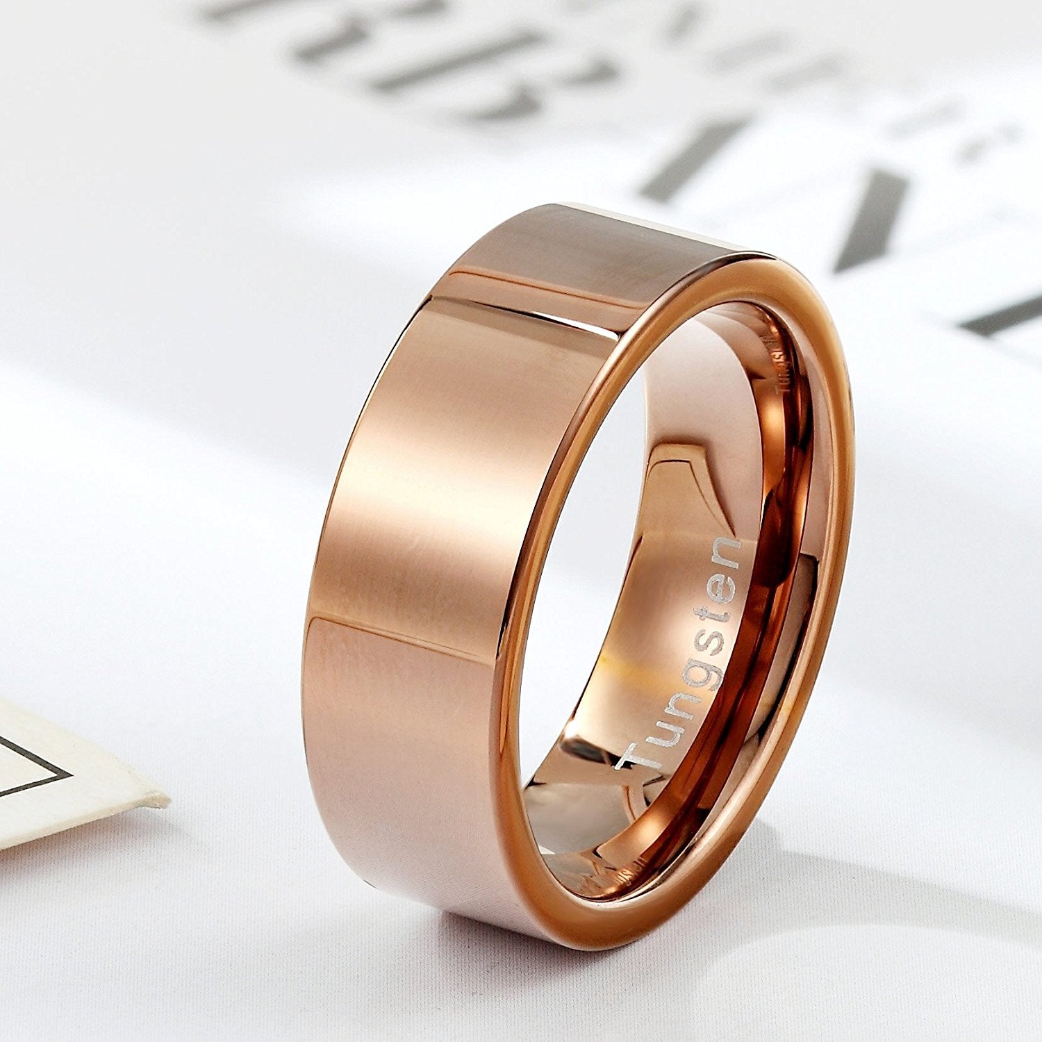 Urban Jewelry Plain Solid Tungsten Metal Bronze Engagement Wedding 8 mm Ring Band for Men