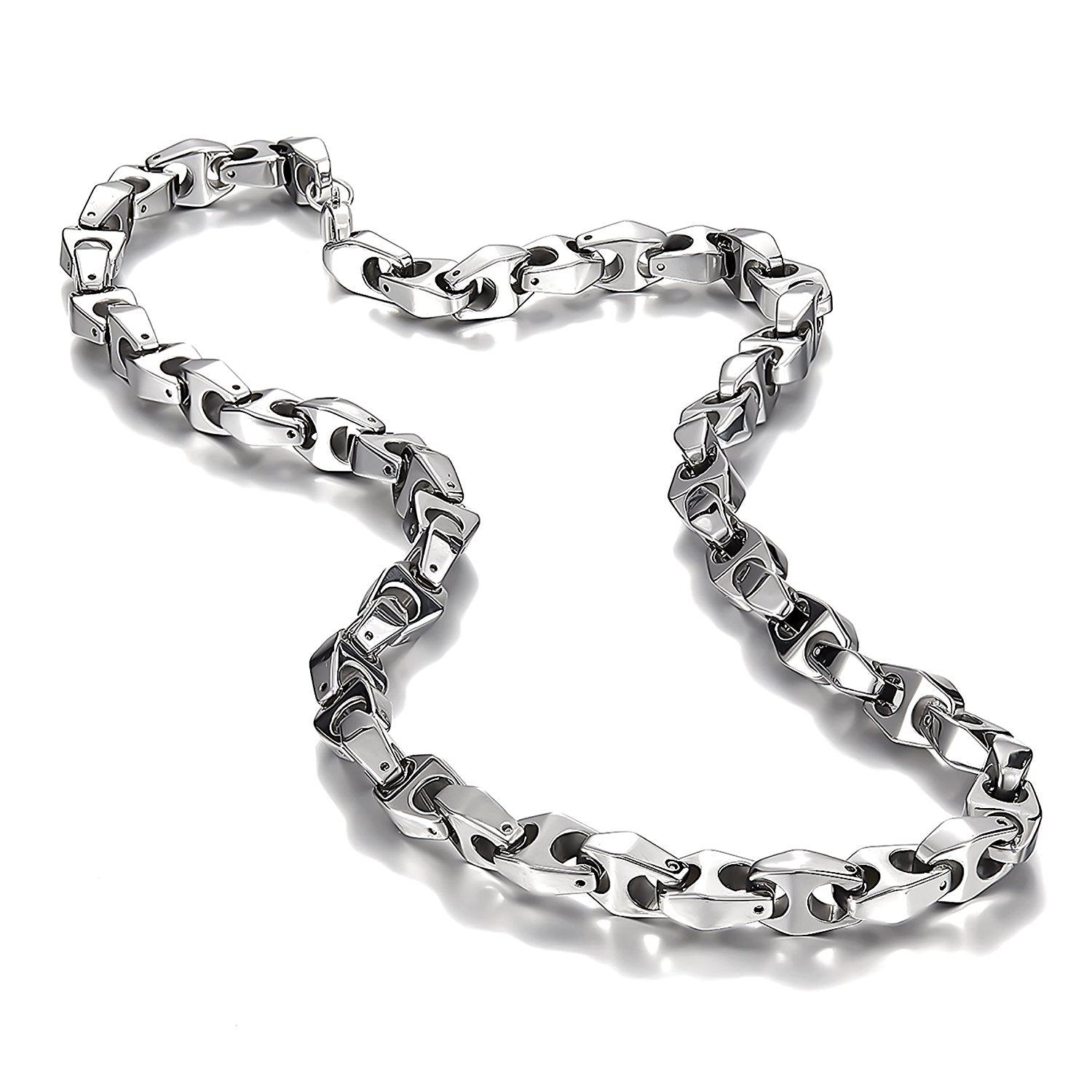 Urban Jewelry Unique Astro Snake 22 Inches Men's Silver Toned Tungsten Link Necklace Chain (Heavy, Solid)