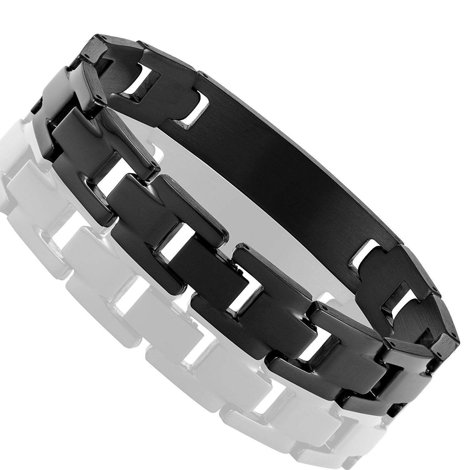 Urban Jewelry Lords Prayer Cross - 316L Stainless Steel Link Bangle Bracelet for Men