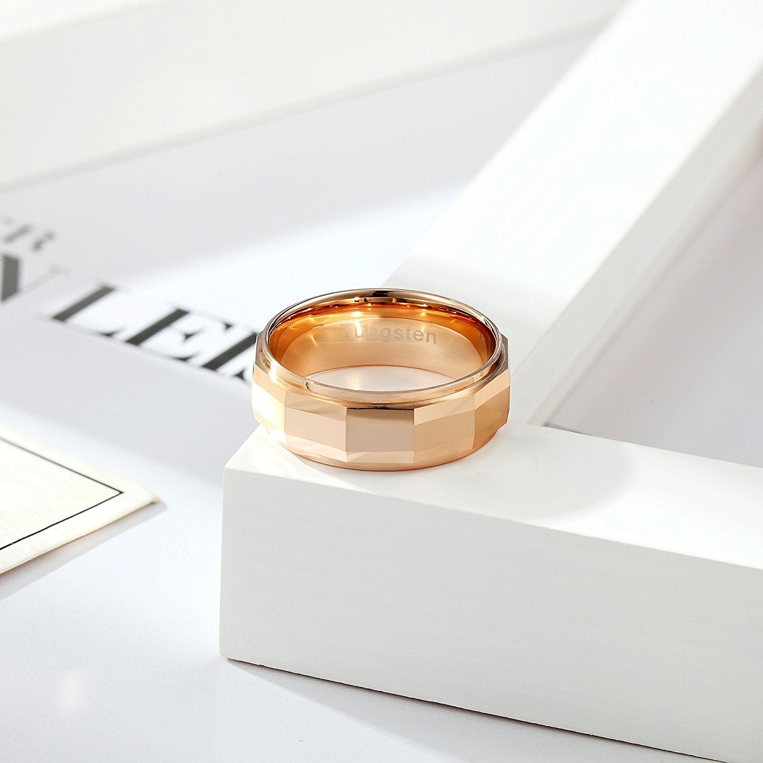 Urban Jewelry Stylish Solid Tungsten Matrix Bronze Metal Ring Wedding Engagement 8 mm Band for Men