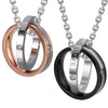 Image of His & Hers Couples Engraved Double Ring Pendant Necklace