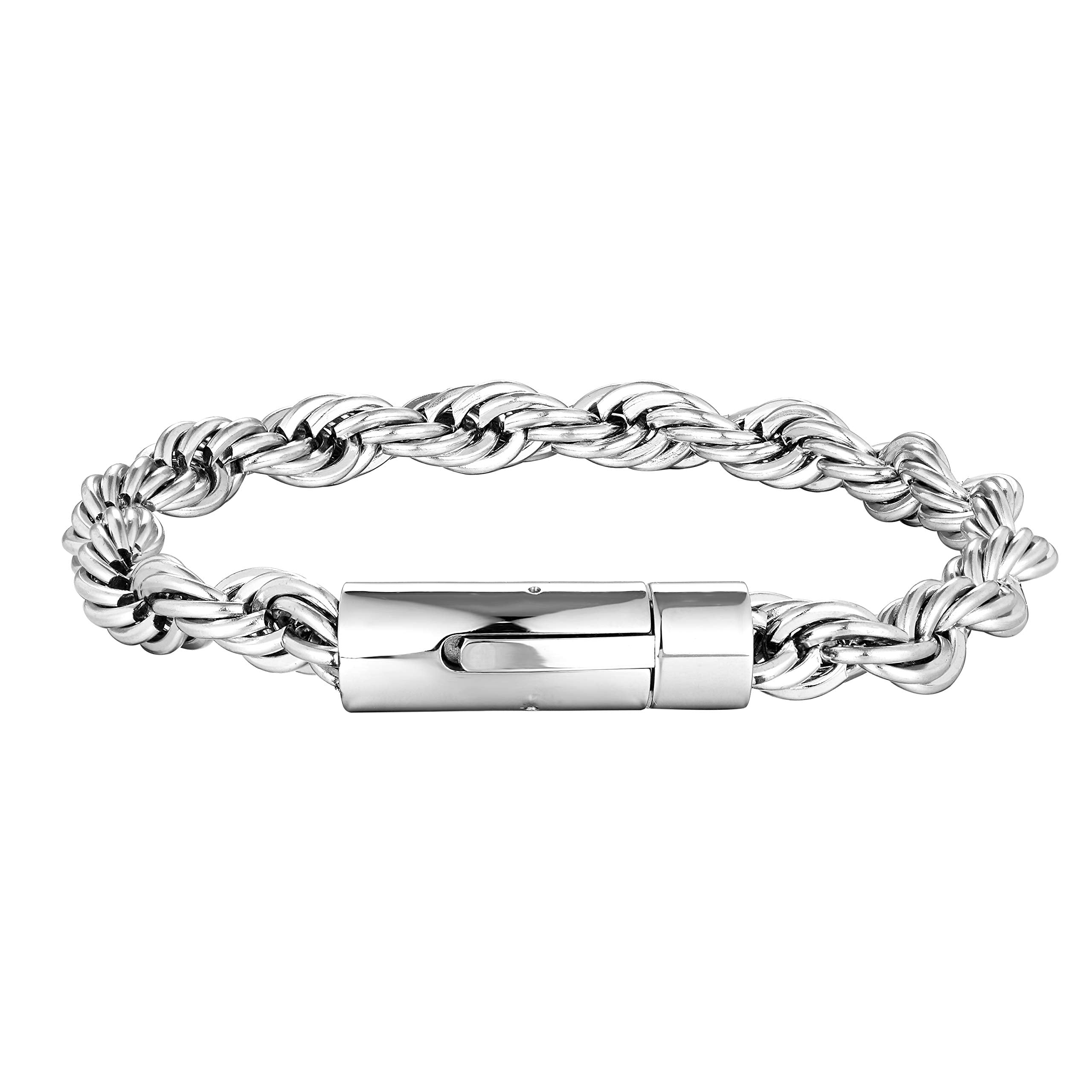 Luxe Men’s Bracelet – Rope Chain Design in a Lustrous Silver Finish – Rust & Discoloration Resistant Stainless Steel – Jewelry Gift or Accessory for Men
