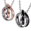 Image of His & Hers Couples Engraved Double Ring Pendant Necklace