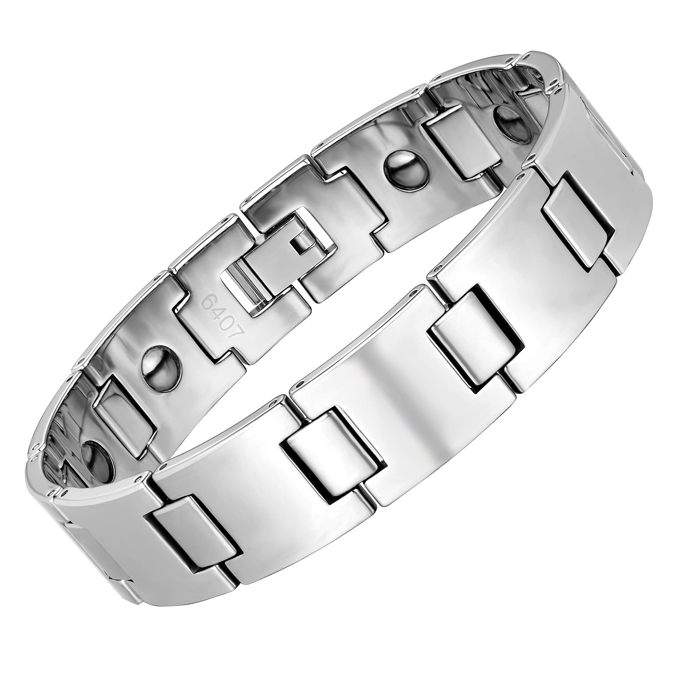 Timeless Men’s Bracelet – Track Link Design in a High Polish Silver Color – Made of Strong & Durable Solid Tungsten Material – Jewelry Gift or Accessory for Men