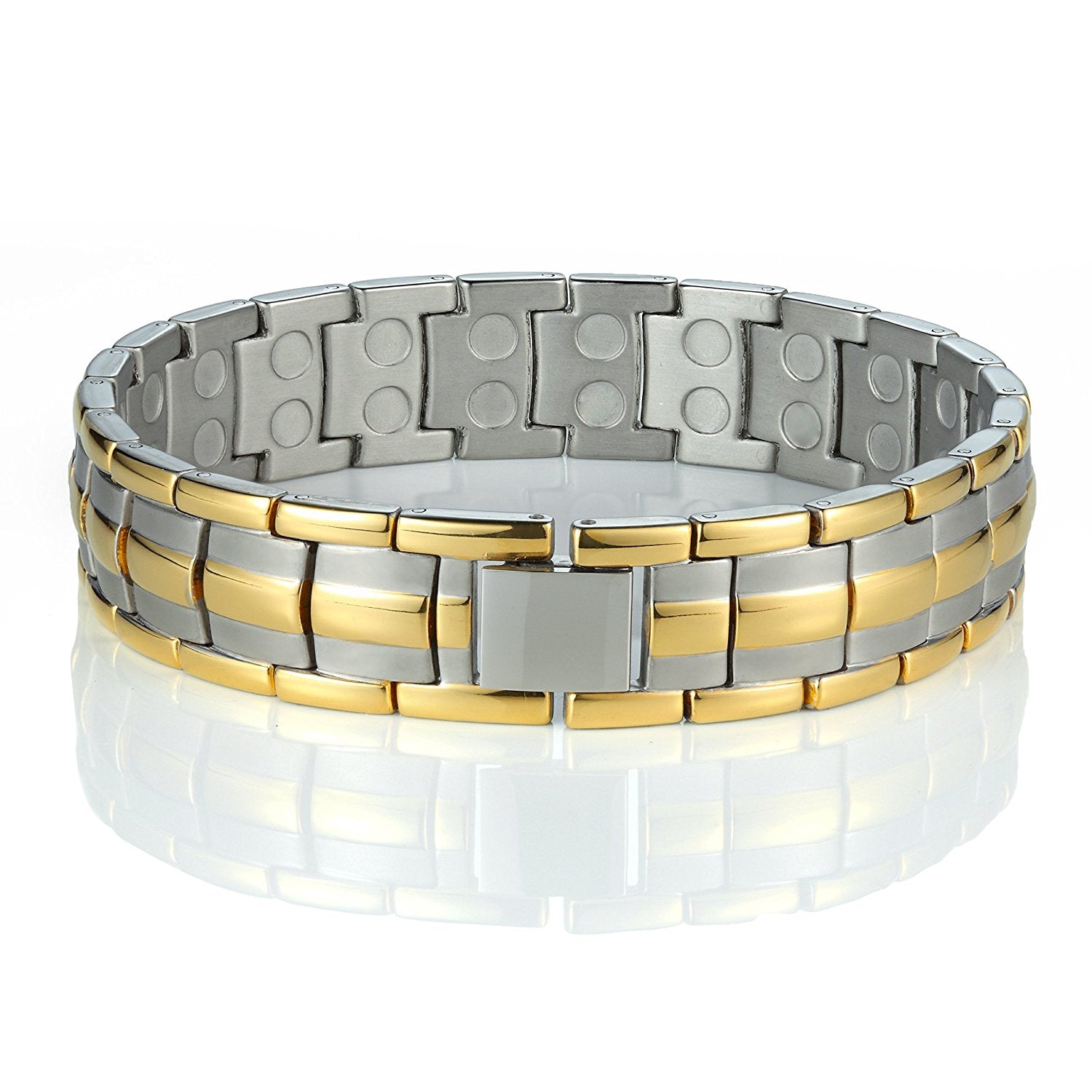 Urban Jewelry Men's Titanium Bracelet 8.66 inch Durable and Comfortable (Gold and Silver Tone)