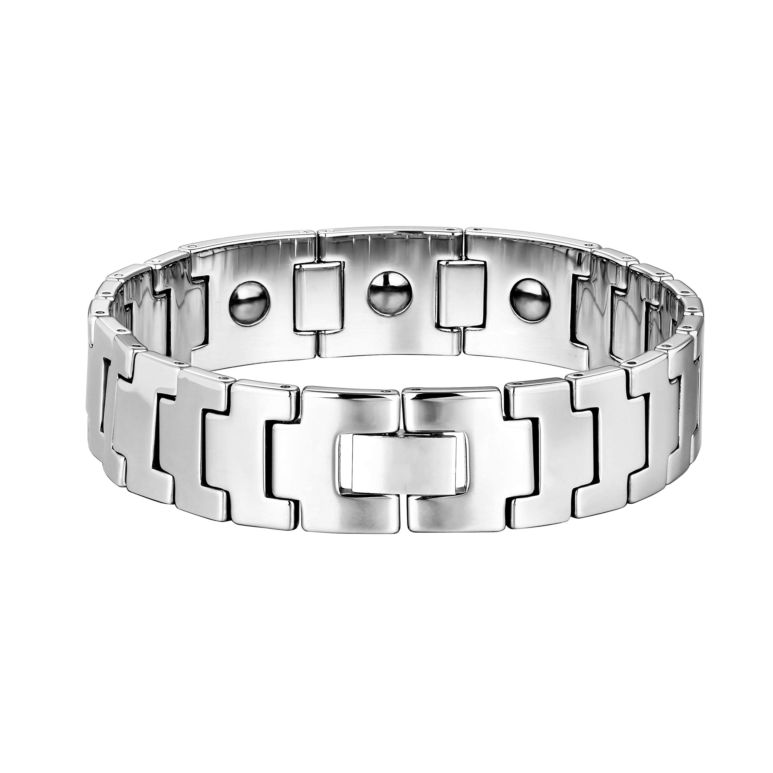 Dapper Men’s Bracelet – Rugged Track Link Tread Design in a Polished Silver Finish – Scratch & Tarnish Resistant Tungsten – Jewelry Gift or Accessory for Men