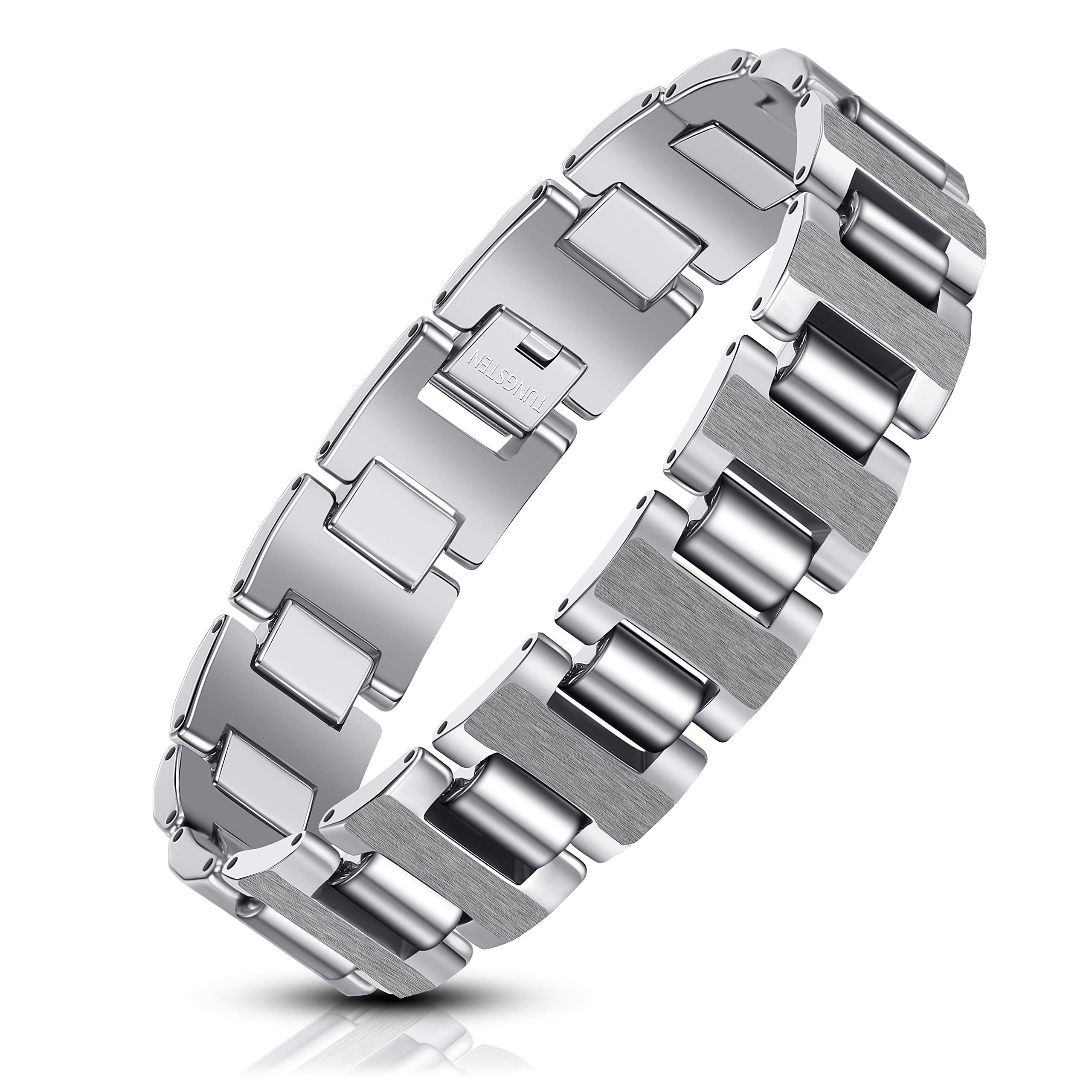 Urban Jewelry Stunning Solid Tungsten Metal Men’s Link Bracelet 8.3 inch (21 cm), 16mm Wide (Heavy, High Polish)