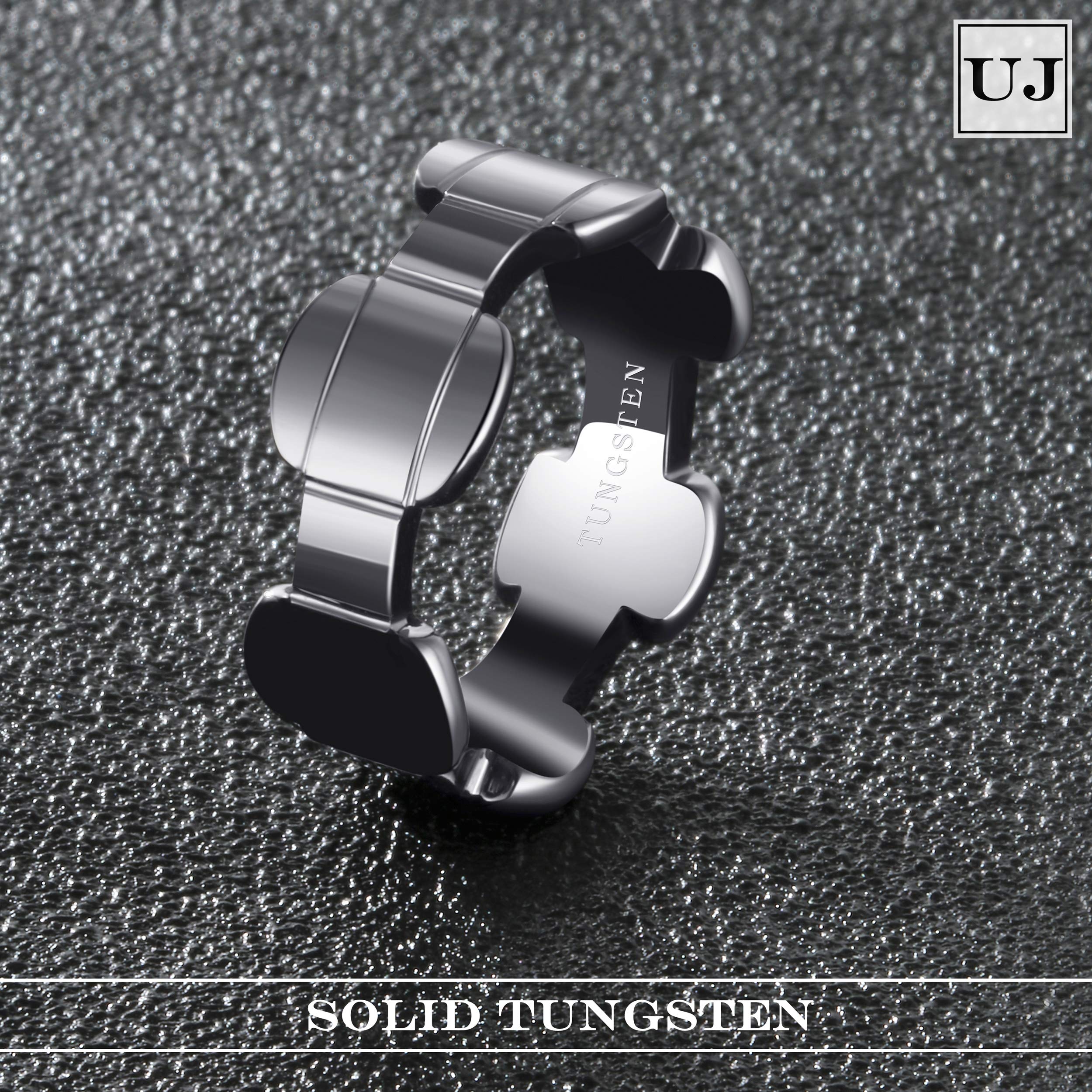 URBAN JEWELRY Men’s Tungsten Ring – 9mm Ring Size – Industrial Biker Design in Polished Silver Finish – Made of Strong Durable Solid Tungsten for Him