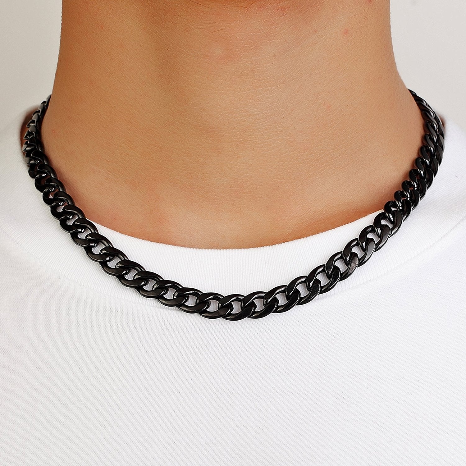 Urban Jewelry Polished Stainless Steel Men's Curb Chain Necklace in Variety of Sizes and Colors