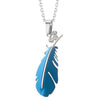 Image of Swiss Stainless Steel Feather Pendant 19" Chain Necklaces (Blue Plated)