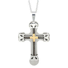Urban Jewelry NYC Silver Gold Stainless Steel Large Heavy Men's Cross Necklace Pendant 21