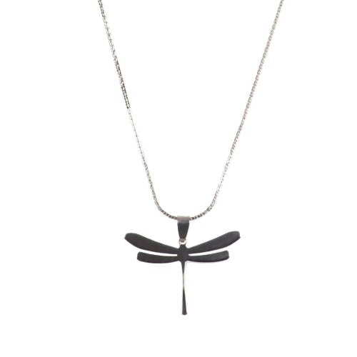 Women Special Dragonfly Shiny Stainless Steel Pendant Chain Necklace 20"