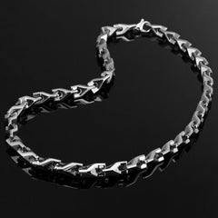 Track Style Mens Necklace Stainless Steel Silver Chain Links 24