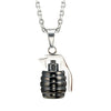Image of Stainless Steel Grenade Pendant Military Style Mens Necklace (Silver) 21 inches Chain