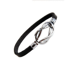 Stylish Black Leather Bracelet Stainless Steel Jewelry for Women and Men