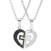 Image of Stunning 2pcs His & Hers Couples Heart Cross Pendant Love Necklace Set Lover Valentine 18" & 21" Chain