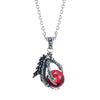 Image of Vintage Men's Gothic Biker Tribal Stainless Steel Dragon Claw Pendant Necklace, Red Black Silver
