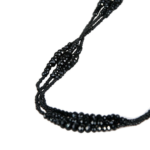 Vintage Midnight Black Sparkly Beaded Necklace Jewelry (Very Long - 37 Inches)