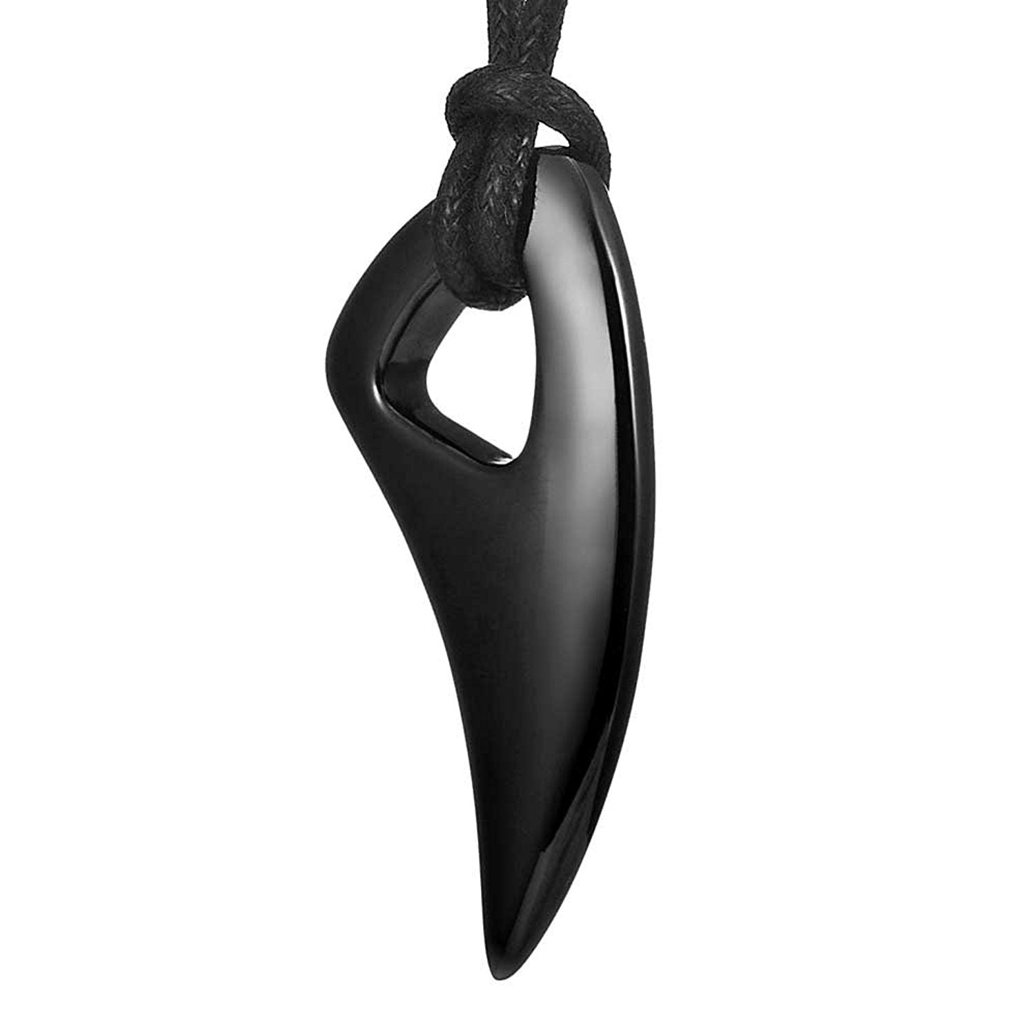 Men's Black 316l Stainless Steel Alpha Spear Wolf Teeth Pendant Chain Necklace