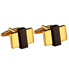 Urban Jewelry Unique Gold Toned Stainless Steel Rectangular Mens Fashion CuffLinks