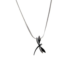 Good Luck Women Cubic Zirconia Stainless Steel Dragonfly Pendant Chain Necklace 18