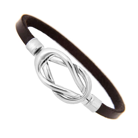 Stylish Black Leather Bracelet Stainless Steel Jewelry for Women and Men