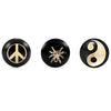 Image of Mens Stainless Steel Stud Earrings 3 Pairs Set with 8mm Peace, Yin & Yang and Spider Symbol Designs