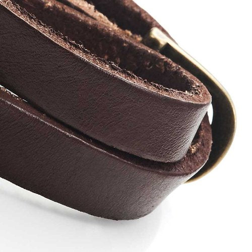 Stunning Dark Brown Leather Wrap Around Bracelet for Him and Her, Unisex (Resizable)
