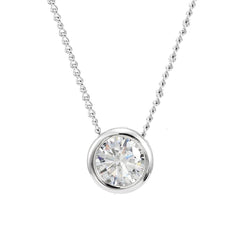 Clear Cubic Zirconia Pendant 8mm, Necklace 18
