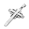 Image of Mens Polished Stainless Steel Silver Necklace Cross Pendant 21" Chain