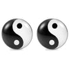 Image of Chic Unisex Yin and Yang Stainless Steel Silver Stud Earrings, Color Black and White