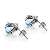 Image of Vintage Dragon Claw Mens Stud Earrings Stainless Steel, Color Silver Blue