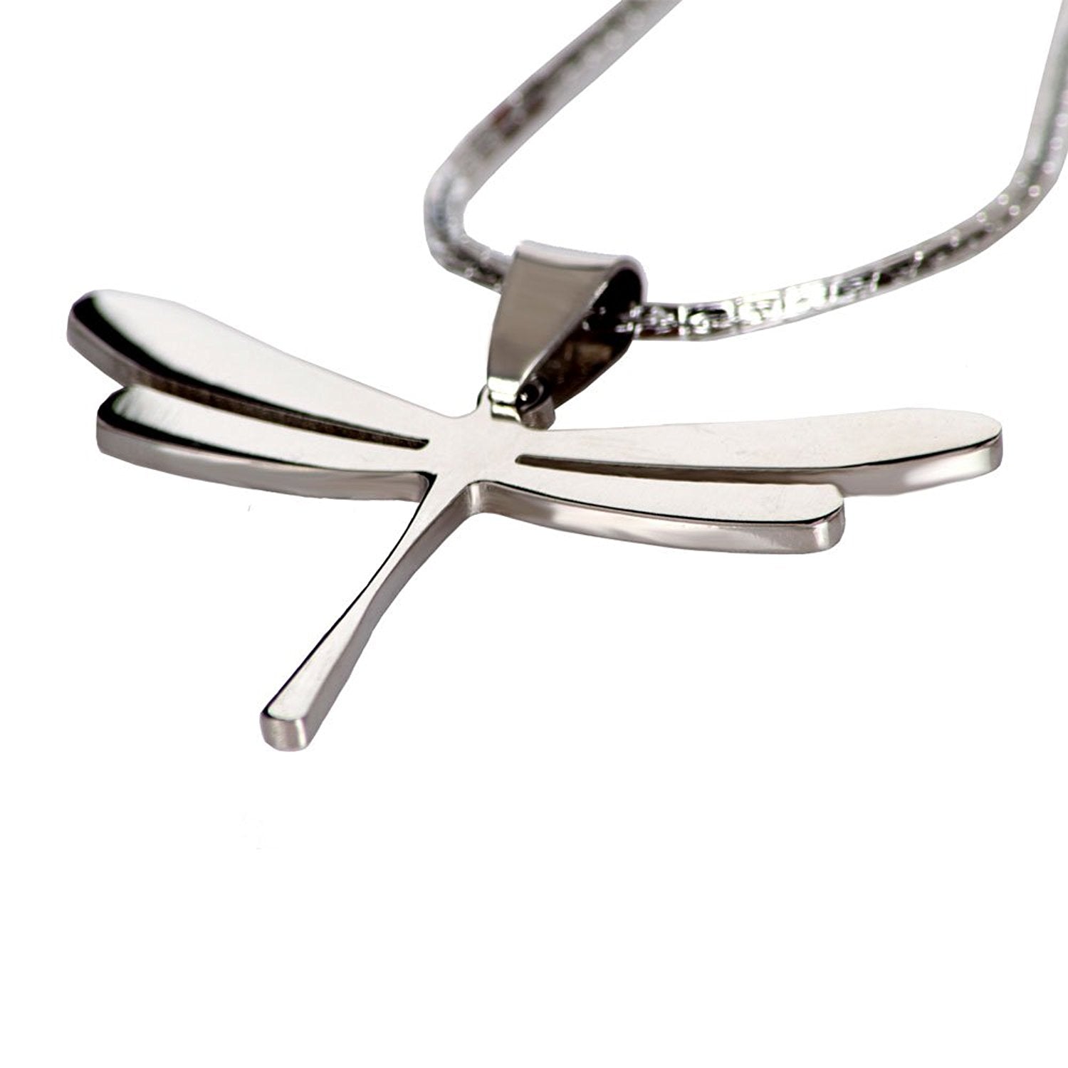 Women Special Dragonfly Shiny Stainless Steel Pendant Chain Necklace 20"