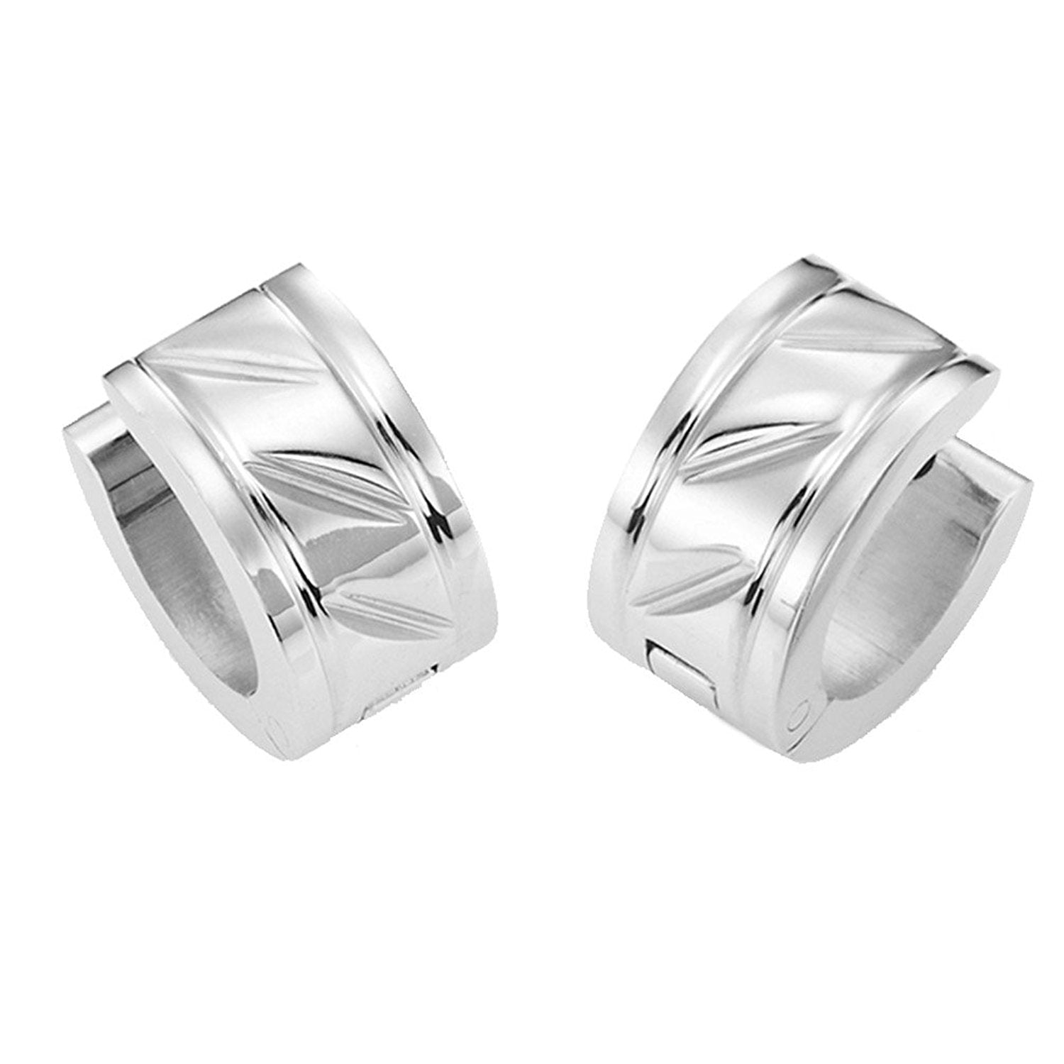 Unique 316L Stainless Steel Huggie Hoop Earrings for Men (7mm Width, Silver)