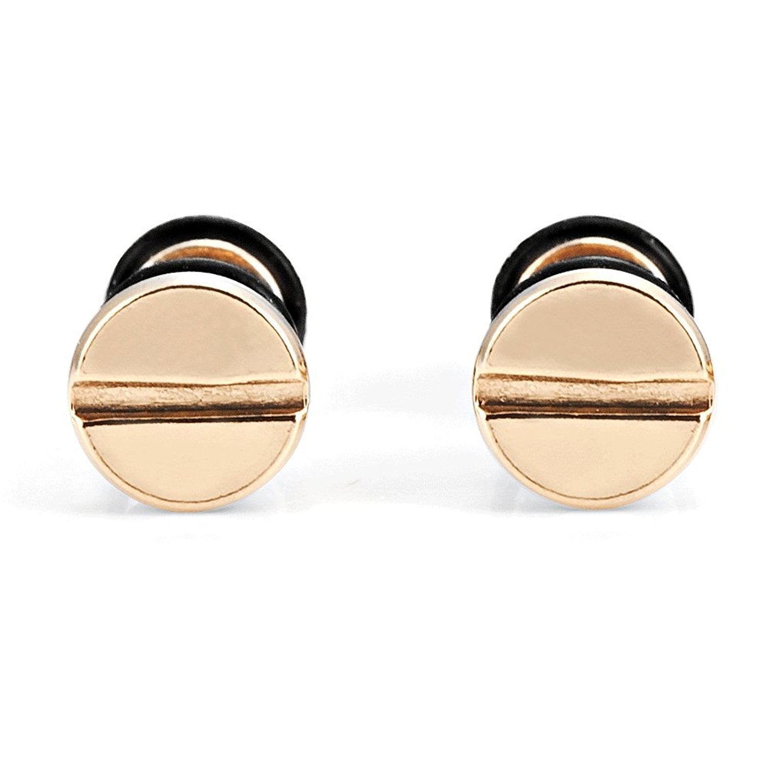 Cool Stainless Steel Gold Men's Stud Screw Earrings for men, 7mm Diameter (with Branded Gift Box)