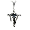 Image of Vintage Royalty Cross Stainless Steel Black Cubic Zirconia Necklace Pendant (Silver, 21 inch Chain)