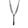 Image of Vintage Style Charcoal Black Long Multitier Beaded Womens Necklace Jewelry (Long - 31")