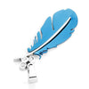 Image of Swiss Stainless Steel Feather Pendant 19" Chain Necklaces (Blue Plated)