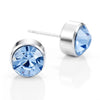 Image of Royal Blue Unisex Stud Earrings Stainless Steel Silver Cubic Zirconia Set, 2pcs, (with Branded Gift Box)